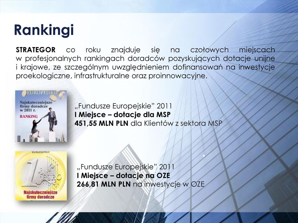 proekologiczne, infrastrukturalne oraz proinnowacyjne.
