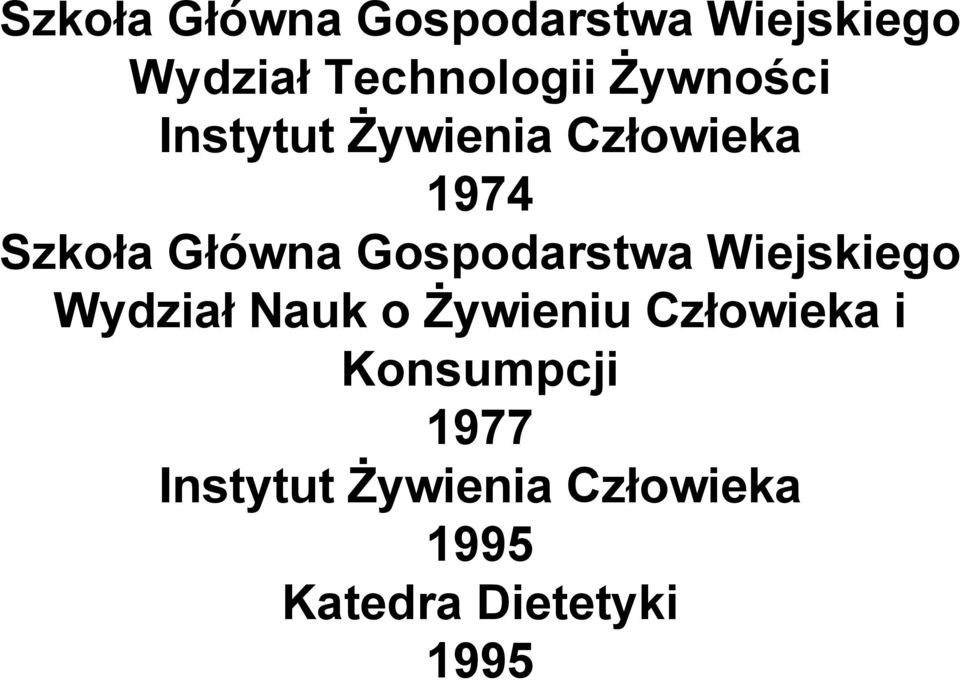 Gospodarstwa Wiejskiego Wydział Nauk o Żywieniu Człowieka i