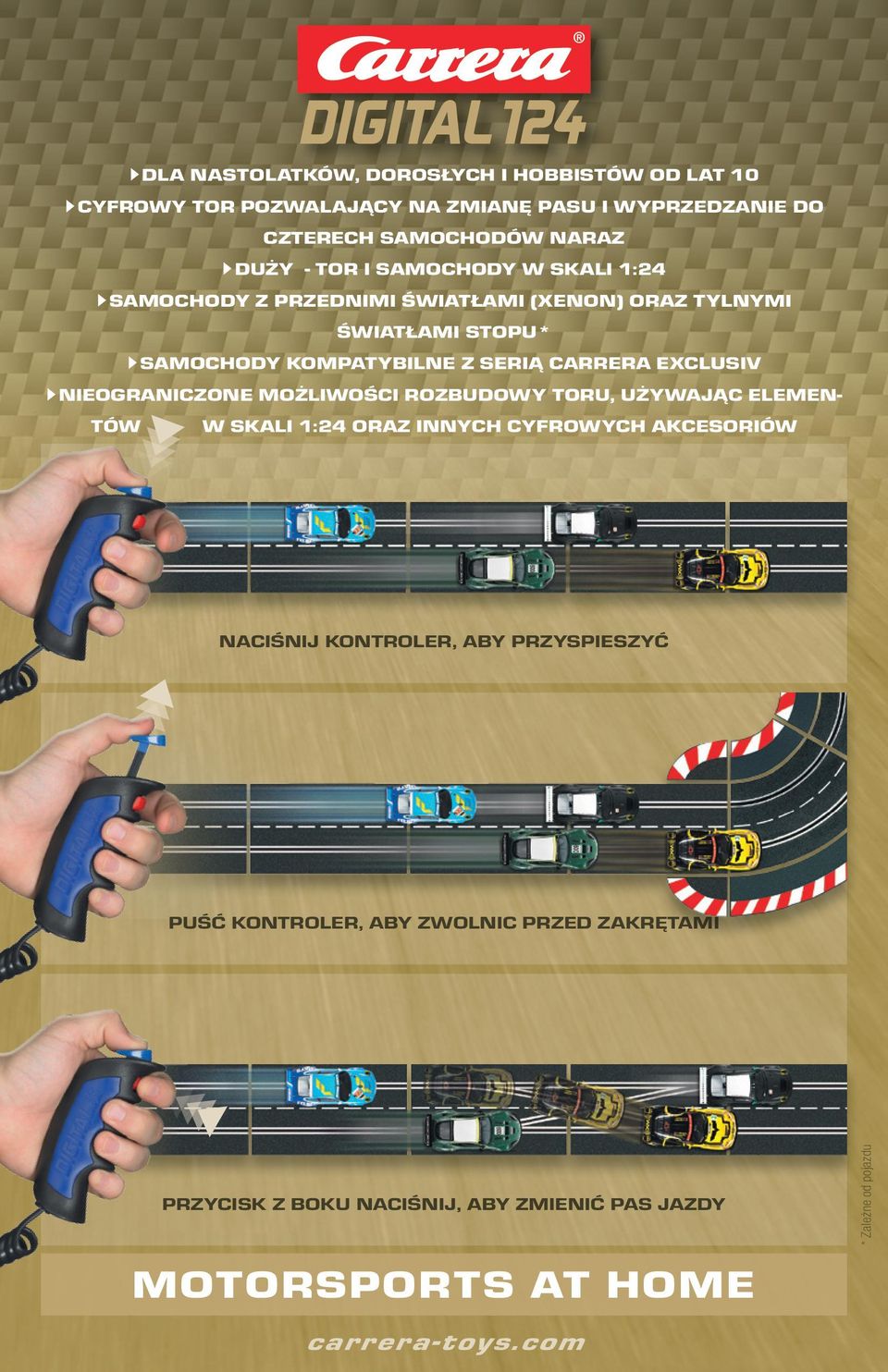 serią Carrera Exclusiv }Nieograniczone możliwości rozbudowy toru, używając elementów w skali 1:24 oraz innych cyfrowych akcesoriów