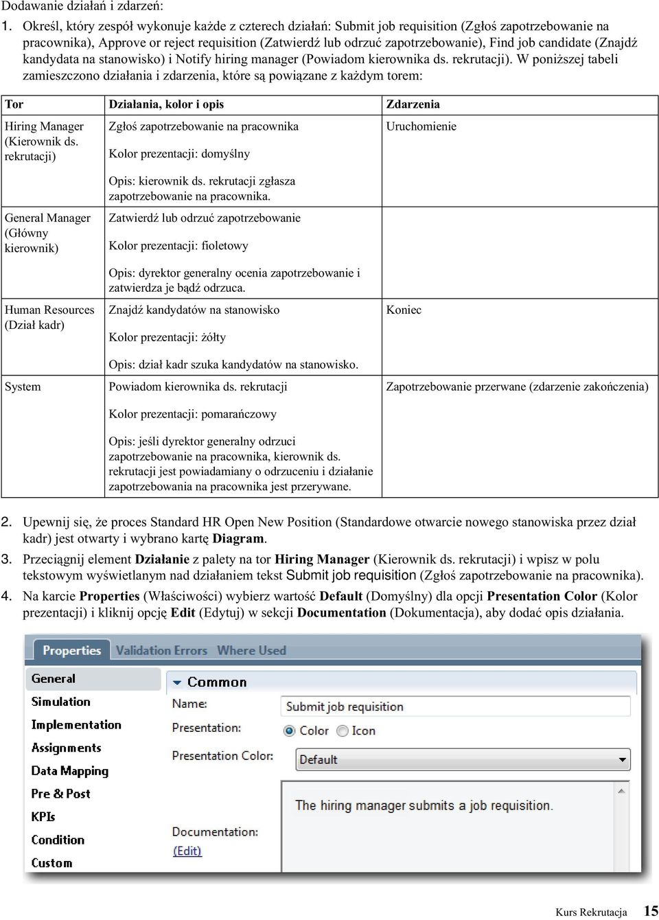 candidate (Znajdź kandydata na stanowisko) i Notify hiring manager (Powiadom kierownika ds. rekrutacji).