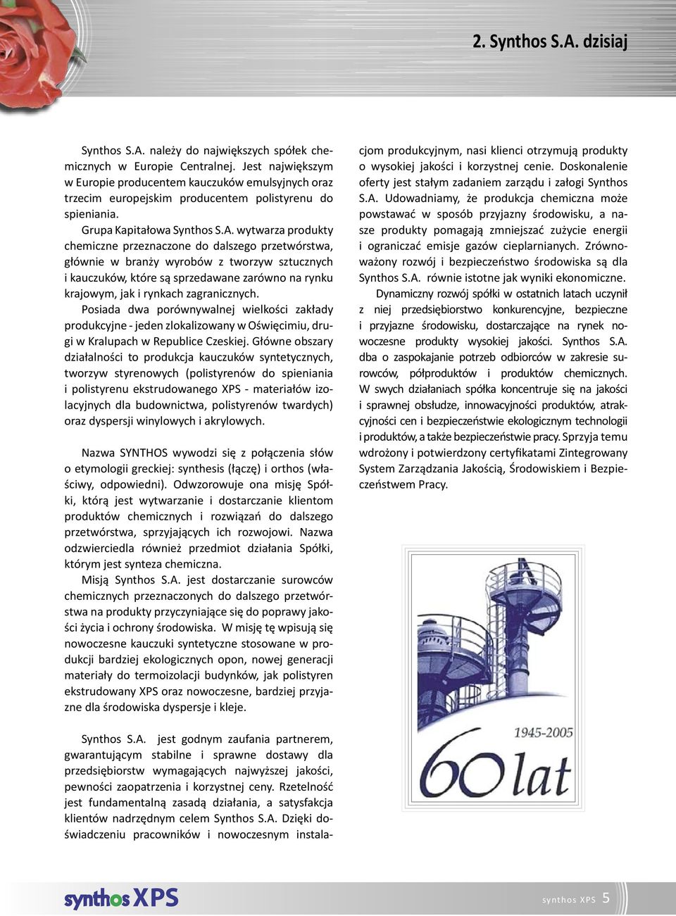 wytwarza produkty chemiczne przeznaczone do dalszego przetwórstwa, głównie w branży wyrobów z tworzyw sztucznych i kauczuków, które są sprzedawane zarówno na rynku krajowym, jak i rynkach