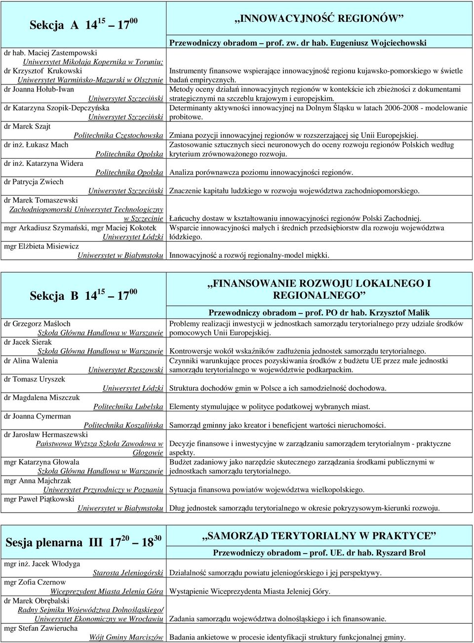 Szopik-Depczyńska Uniwersytet Szczeciński dr Marek Szajt dr inż. Łukasz Mach INNOWACYJNOŚĆ REGIONÓW Przewodniczy obradom prof. zw. dr hab.