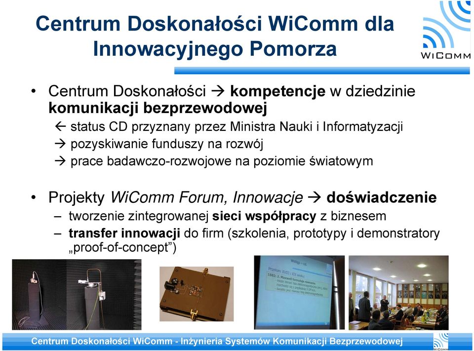 badawczo-rozwojowe na poziomie światowym Projekty WiComm Forum, Innowacje doświadczenie tworzenie zintegrowanej