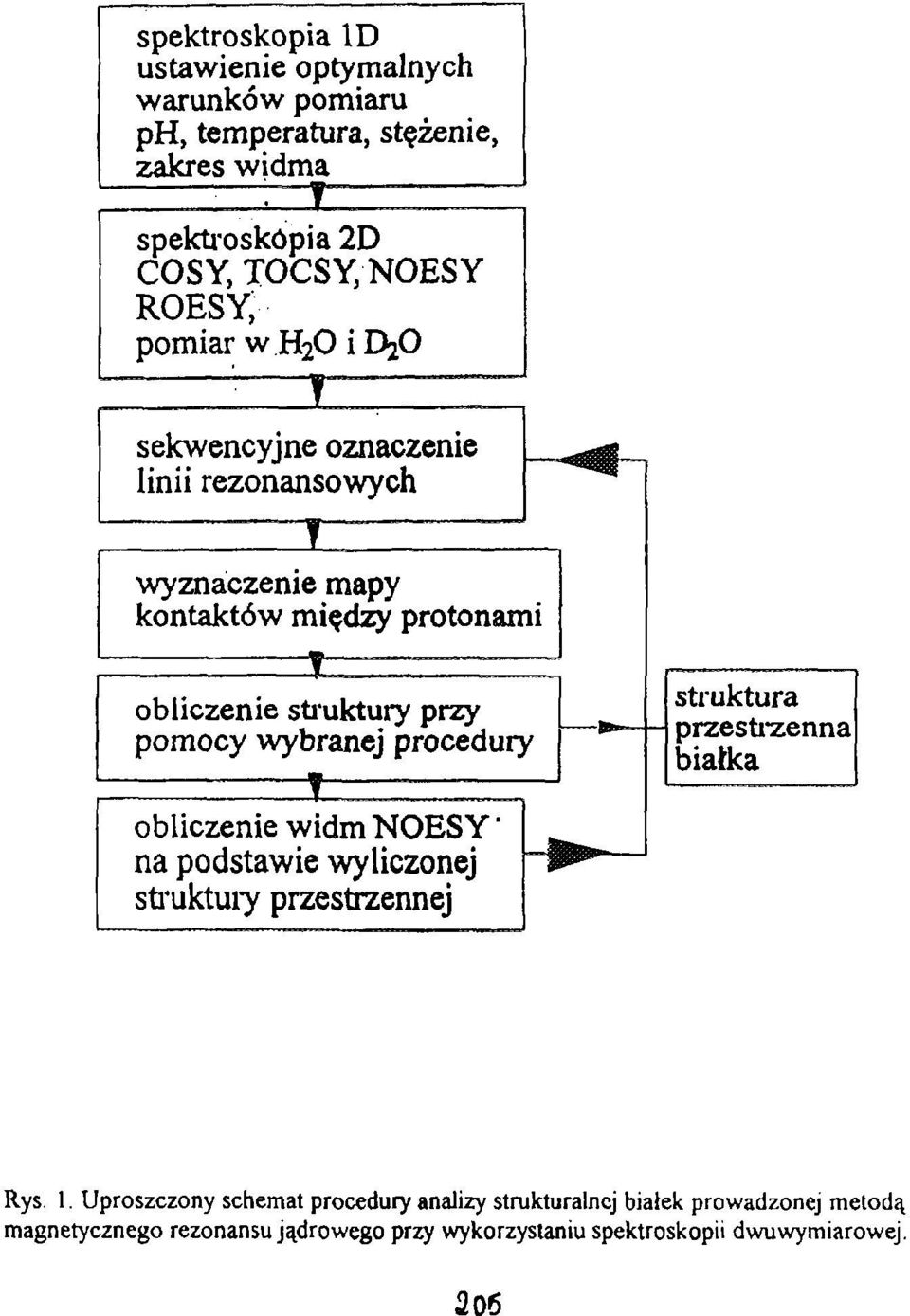 struktury przy pomocy wybranej procedury obliczenie widm NOES Y" na podstawie wyliczonej struktury przestrzennej Rys. 1.