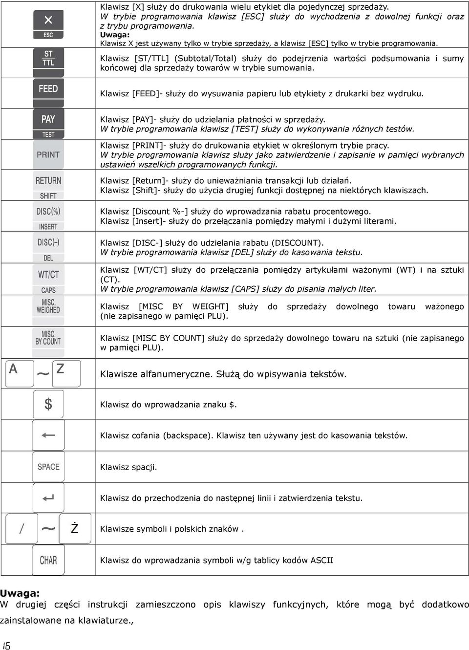 Klawisz [ST/TTL] (Subtotal/Total) słuŝy do podejrzenia wartości podsumowania i sumy końcowej dla sprzedaŝy towarów w trybie sumowania.