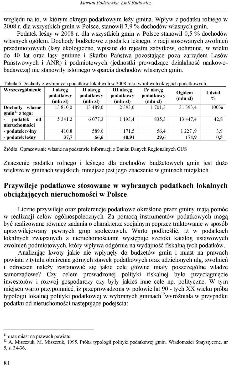 Dochody budżetowe z podatku leśnego, z racji stosowanych zwolnień przedmiotowych (lasy ekologiczne, wpisane do rejestru zabytków, ochronne, w wieku do 40 lat oraz lasy gminne i Skarbu Państwa