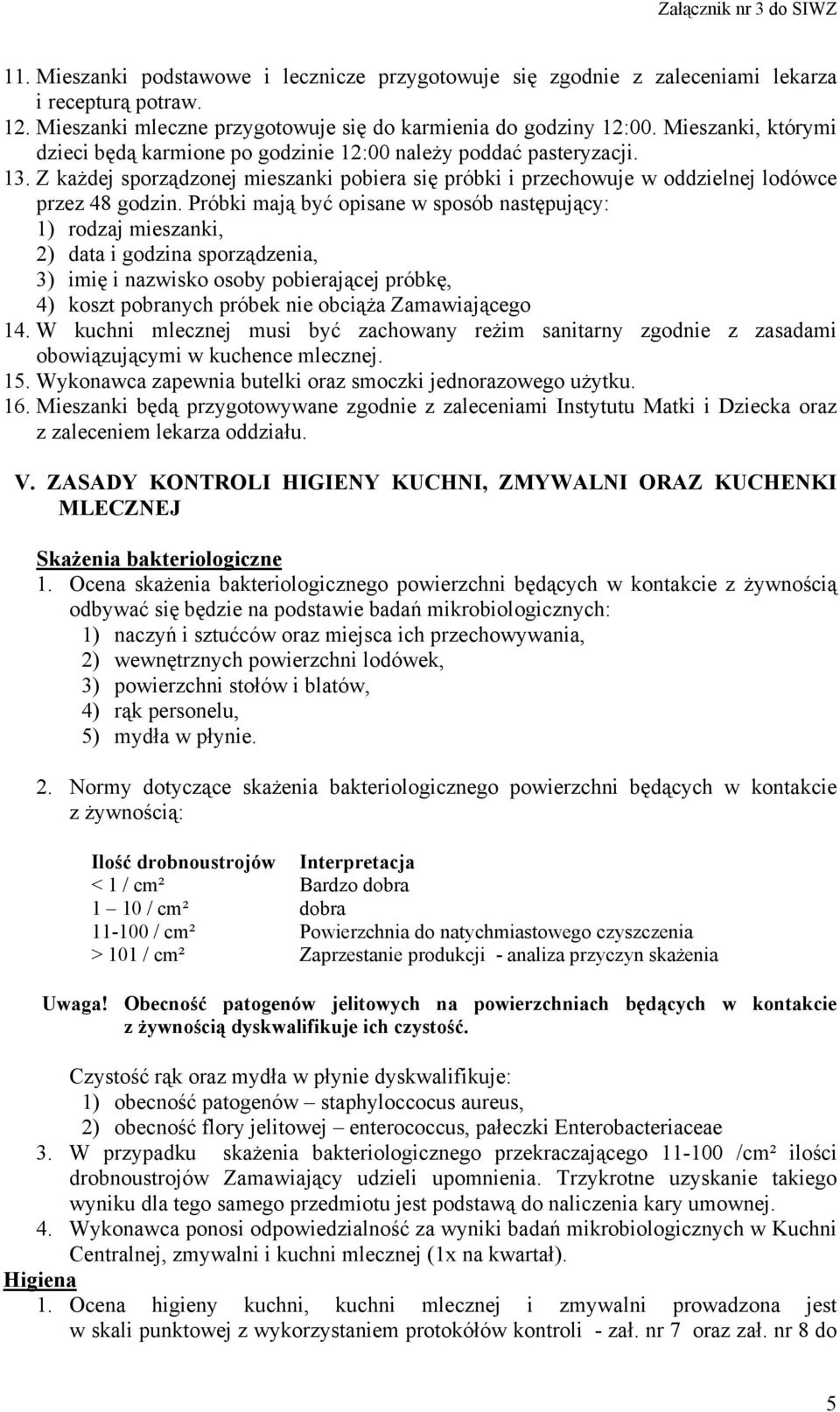 Próbki mają być opisane w sposób następujący: 1) rodzaj mieszanki, 2) data i godzina sporządzenia, 3) imię i nazwisko osoby pobierającej próbkę, 4) koszt pobranych próbek nie obciąża Zamawiającego 14.