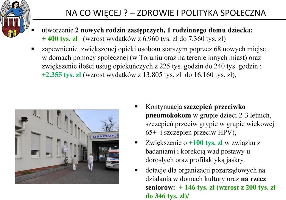 godzin do 240 tys. godzin : +2.355 tys. zł (wzrost wydatków z 13.805 tys. zł do 16.160 tys.