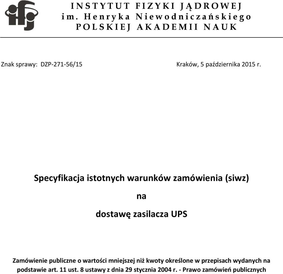 DZP-271-56/15 Kraków, 5 października 2015 r.