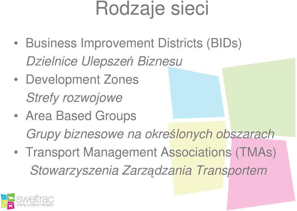 Groups Grupy biznesowe na określonych obszarach Transport