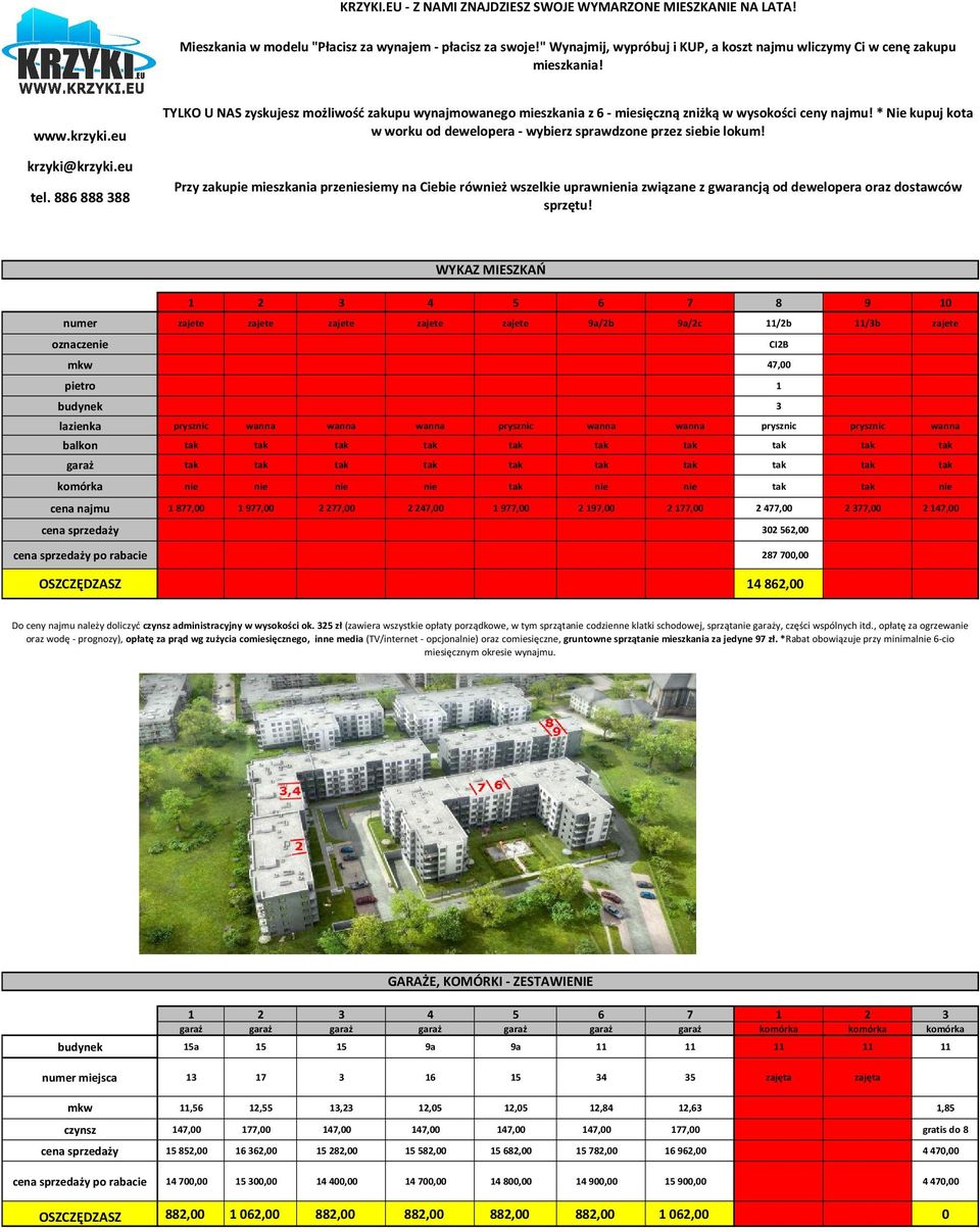 886 888 388 TYLKO U NAS zyskujesz możliwość zakupu wynajmowanego mieszkania z 6 - miesięczną zniżką w wysokości ceny najmu!
