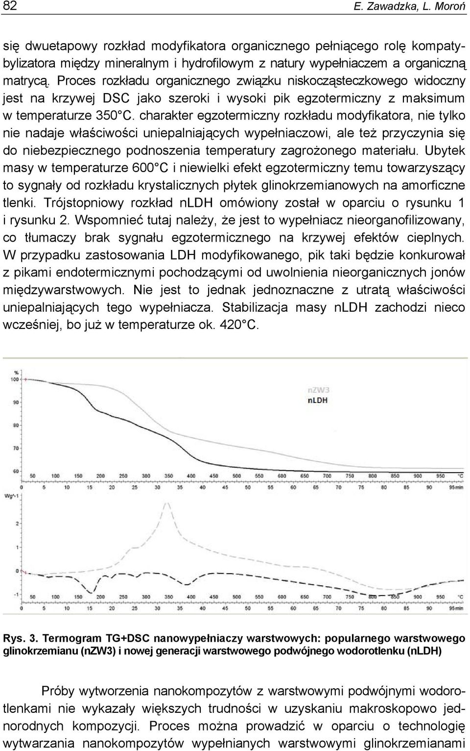 charakter egzotermiczny rozkładu modyfikatora, nie tylko nie nadaje właściwości uniepalniających wypełniaczowi, ale też przyczynia się do niebezpiecznego podnoszenia temperatury zagrożonego materiału.