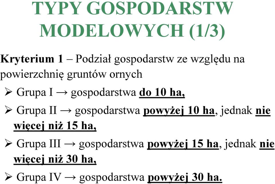 gospodarstwa powyżej 10 ha, jednak nie więcej niż 15 ha, Grupa III