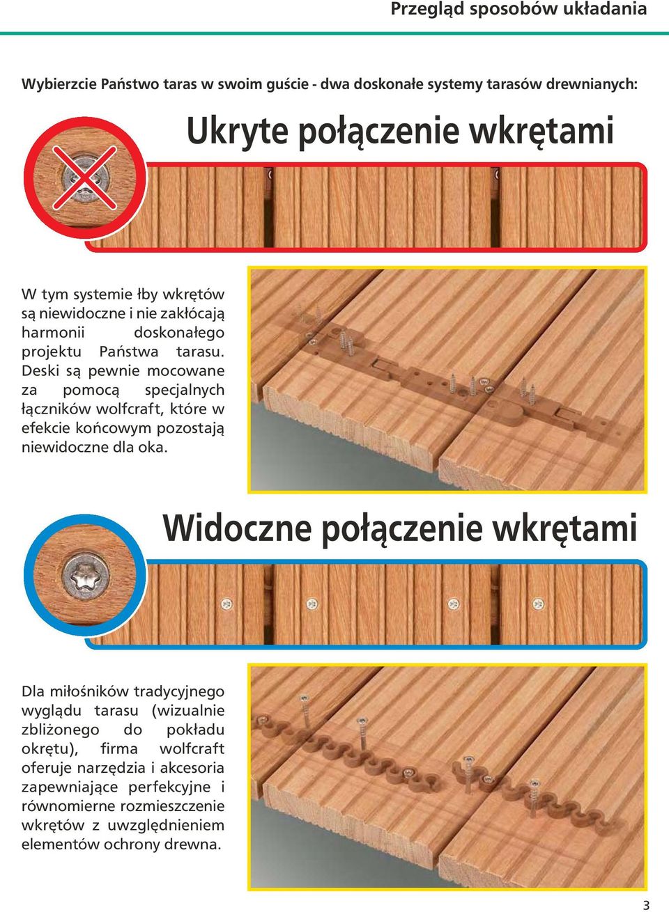 Deski są pewnie mocowane za pomocą specjalnych łączników wolfcraft, które w efekcie końcowym pozostają niewidoczne dla oka.