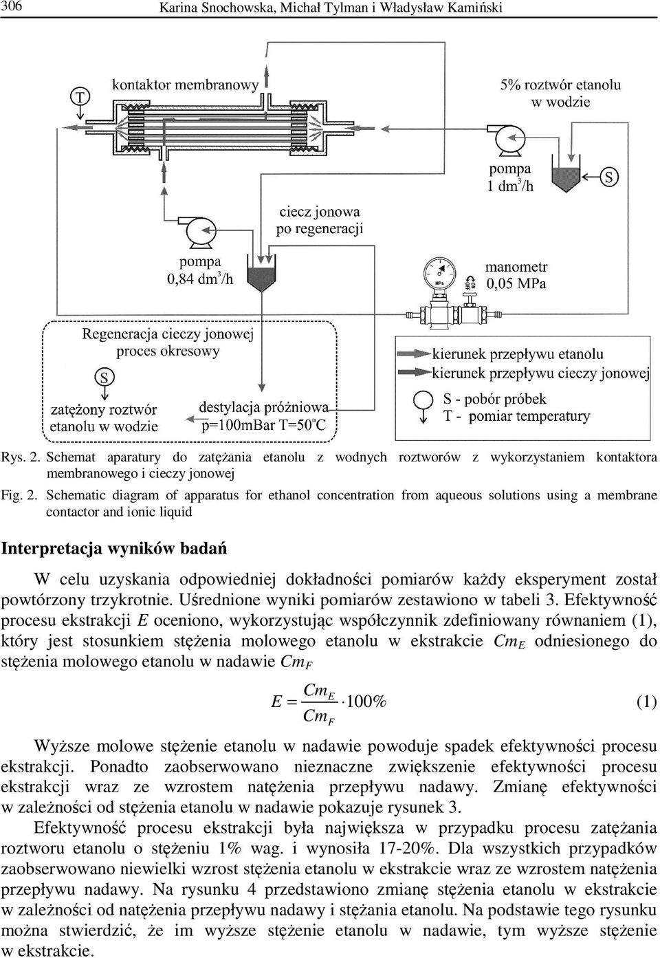 Schematic diagram of apparatus for ethanol concentration from aqueous solutions using a membrane contactor and ionic liquid Interpretacja wyników badań W celu uzyskania odpowiedniej dokładności