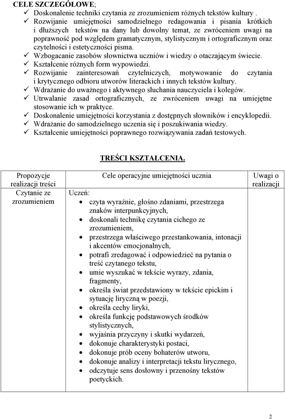 ortograficznym oraz czytelności i estetyczności pisma. Wzbogacanie zasobów słownictwa uczniów i wiedzy o otaczającym świecie. Kształcenie różnych form wypowiedzi.