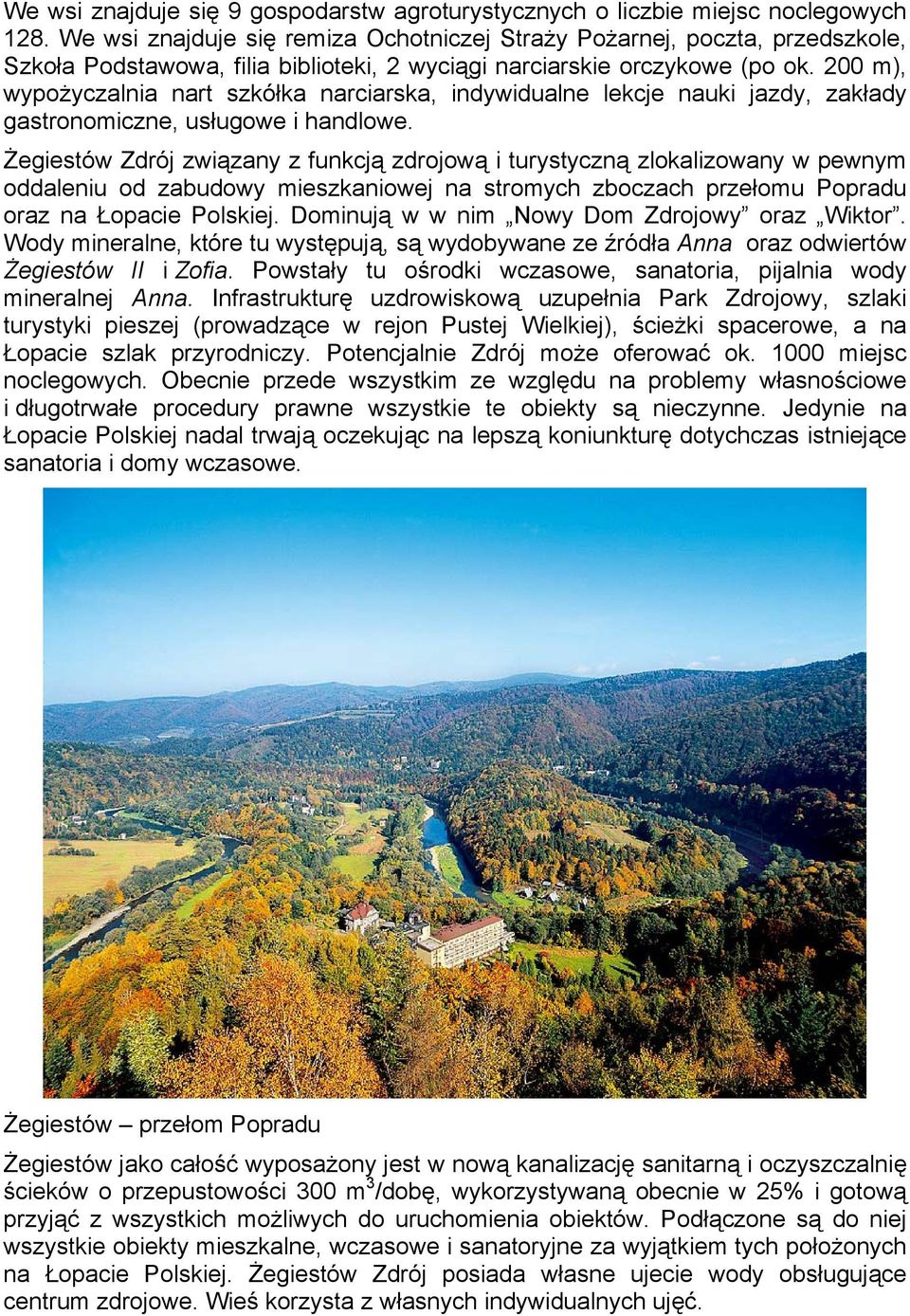 200 m), wypożyczalnia nart szkółka narciarska, indywidualne lekcje nauki jazdy, zakłady gastronomiczne, usługowe i handlowe.