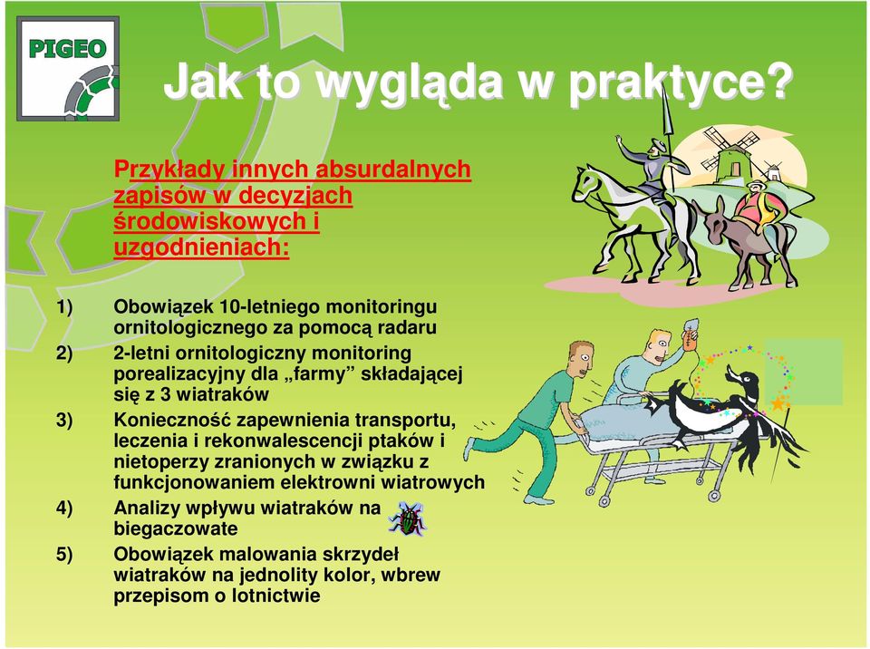 pomocą radaru 2) 2-letni ornitologiczny monitoring porealizacyjny dla farmy składającej się z 3 wiatraków 3) Konieczność zapewnienia