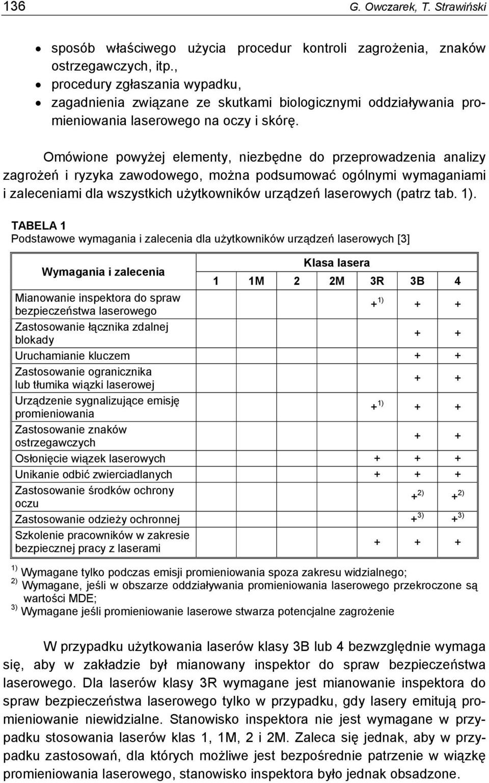 Omówione powyżej elementy, niezbędne do przeprowadzenia analizy zagrożeń i ryzyka zawodowego, można podsumować ogólnymi wymaganiami i zaleceniami dla wszystkich użytkowników urządzeń laserowych