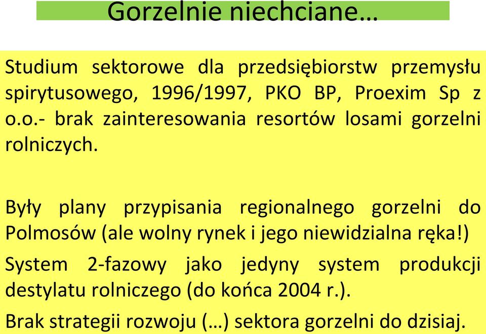 Były plany przypisania regionalnego gorzelni do Polmosów (ale wolny rynek i jego niewidzialna ręka!