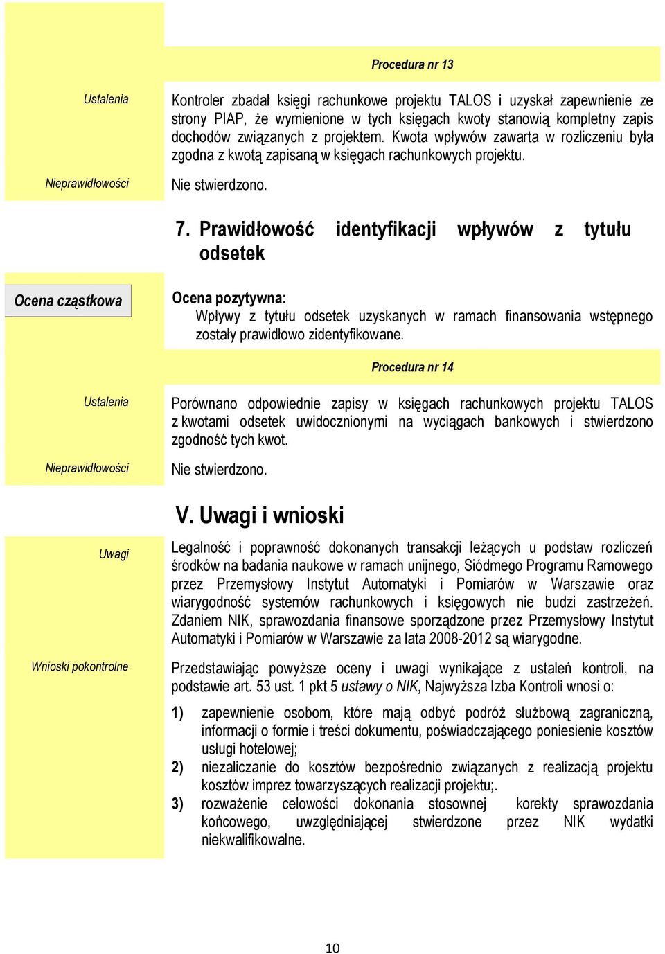 Prawidłowość identyfikacji wpływów z tytułu odsetek Ocena pozytywna: Wpływy z tytułu odsetek uzyskanych w ramach finansowania wstępnego zostały prawidłowo zidentyfikowane.