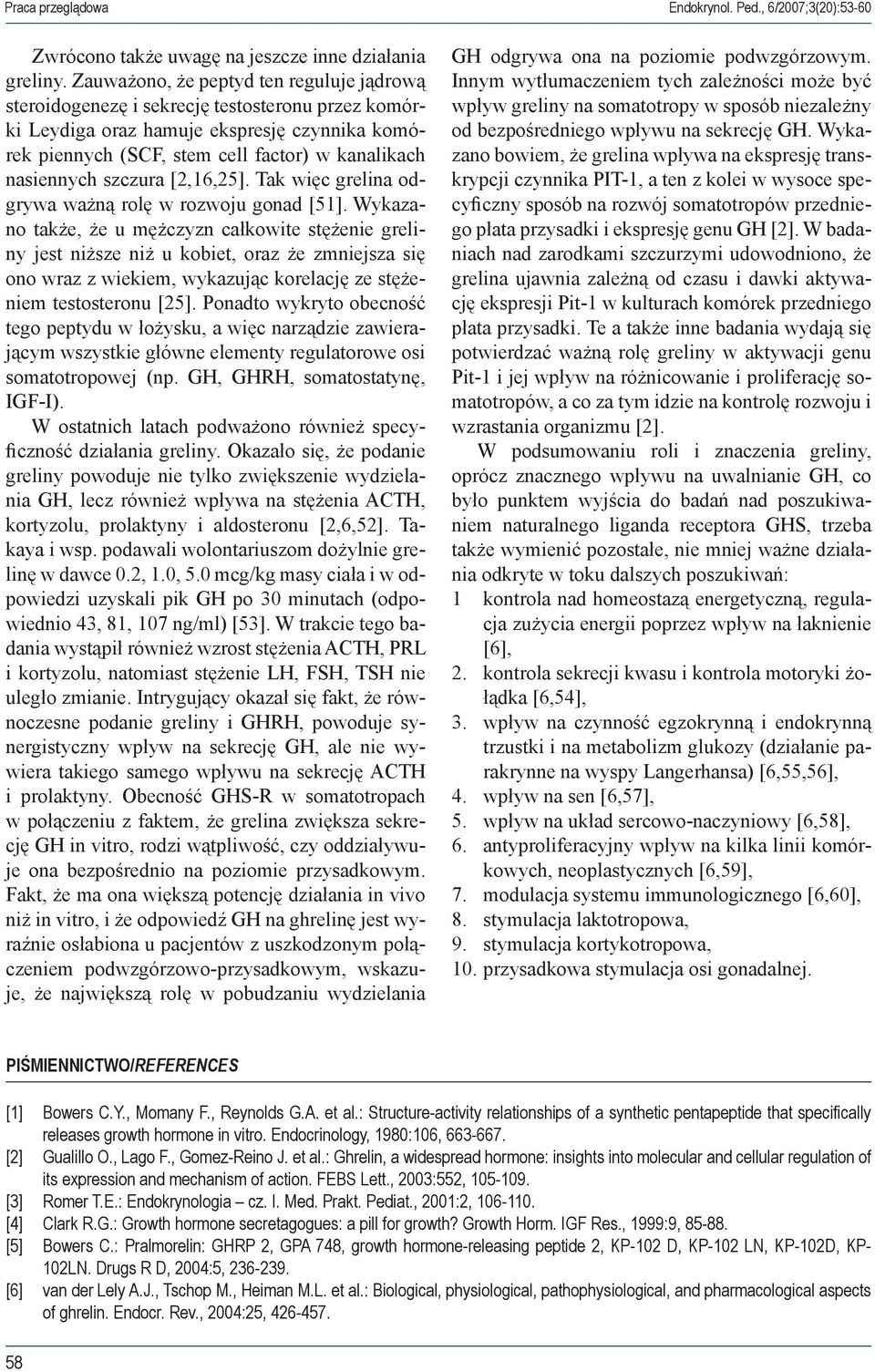 szczura [2,16,25]. Tak więc grelina odgrywa ważną rolę w rozwoju gonad [51].