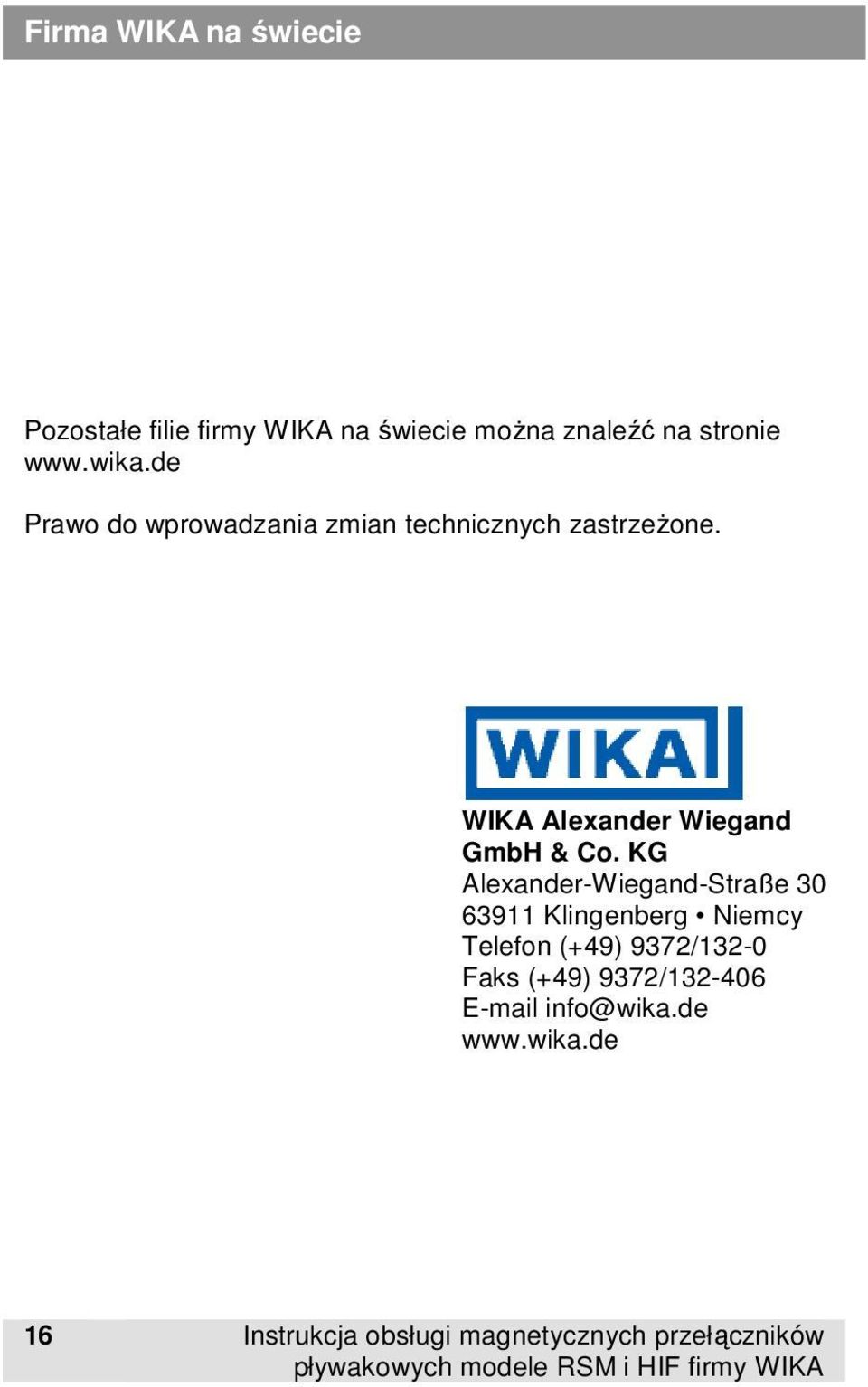 WIKA Alexander Wiegand GmbH & Co.