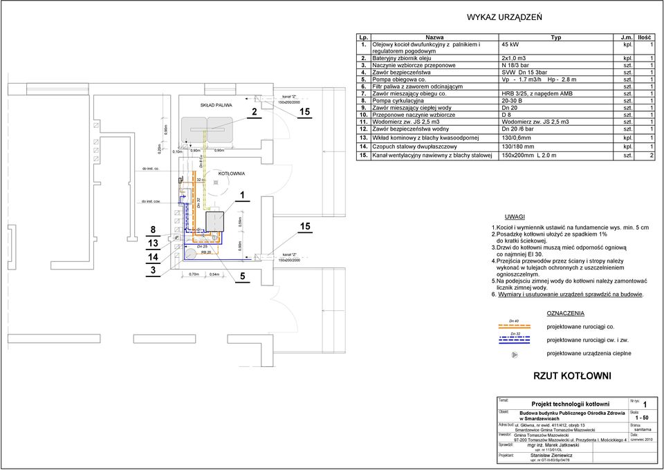 Zawór bezpieczeństwa SVW Dn 15 3bar szt. 1 5. Pompa obiegowa co. Vp - 1.7 m3/h Hp - 2.8 m szt. 1 6. Filtr paliwa z zaworem odcinającym szt. 1 7. Zawór mieszający obiegu co.