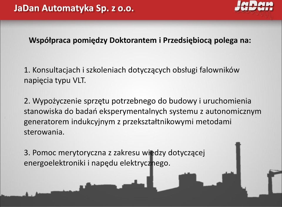 Wypożyczenie sprzętu potrzebnego do budowy i uruchomienia stanowiska do badań eksperymentalnych systemu z