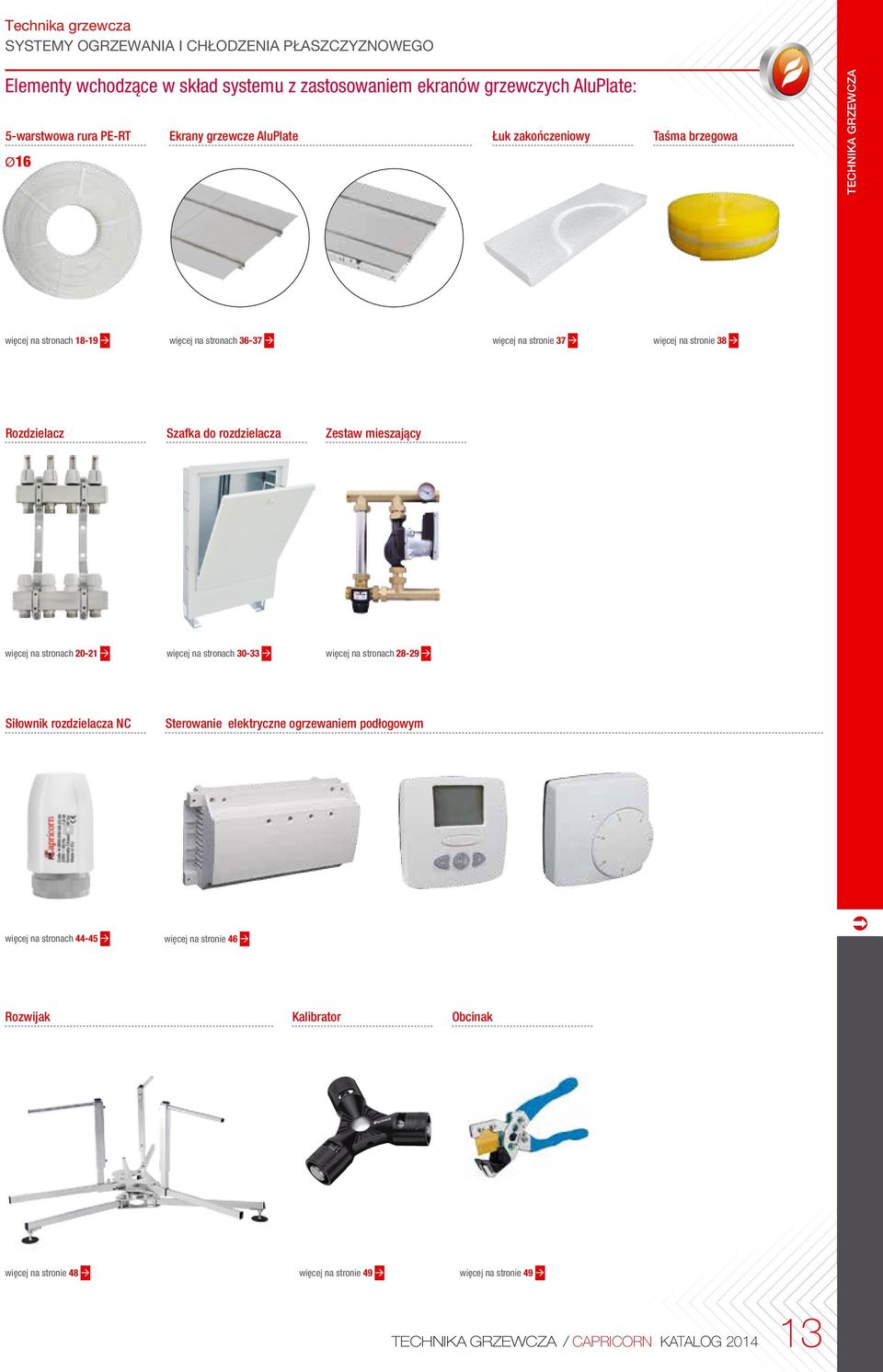 rozdzielacza Zestaw mieszający więcej na stronach 20-21 à więcej na stronach 30-33 à więcej na stronach 28-29 à Siłownik rozdzielacza NC Sterowanie elektryczne ogrzewaniem