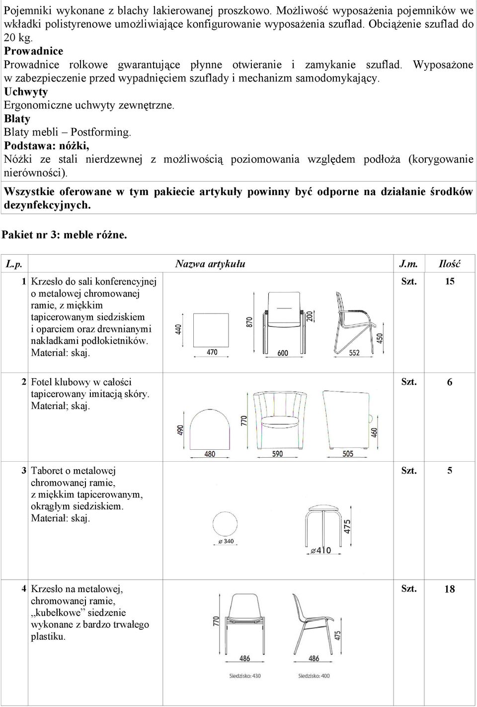 Uchwyty Ergonomiczne uchwyty zewnętrzne. Blaty Blaty mebli Postforming. Podstawa: nóżki, Nóżki ze stali nierdzewnej z możliwością poziomowania względem podłoża (korygowanie nierówności).