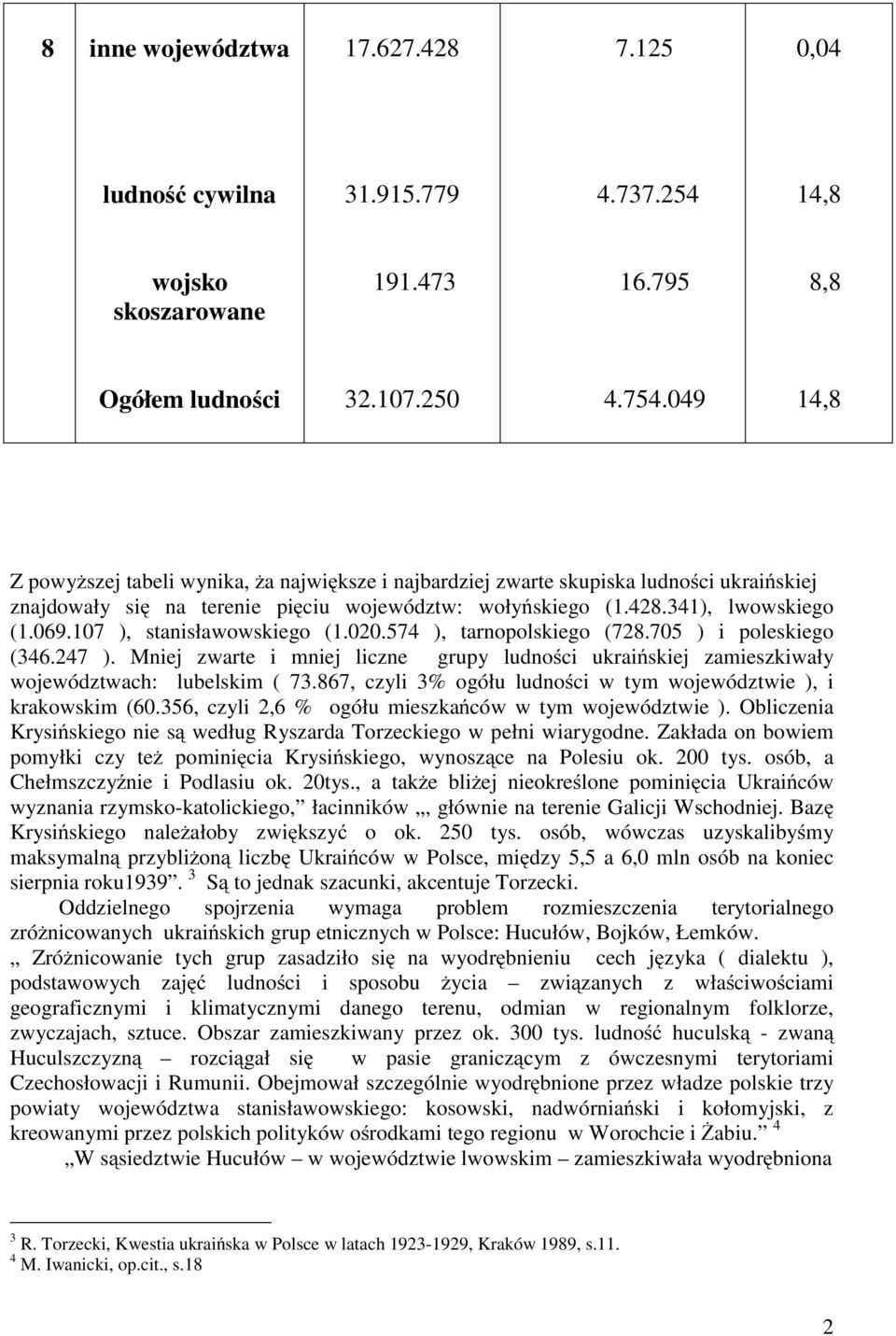 107 ), stanisławowskiego (1.020.574 ), tarnopolskiego (728.705 ) i poleskiego (346.247 ). Mniej zwarte i mniej liczne grupy ludności ukraińskiej zamieszkiwały województwach: lubelskim ( 73.