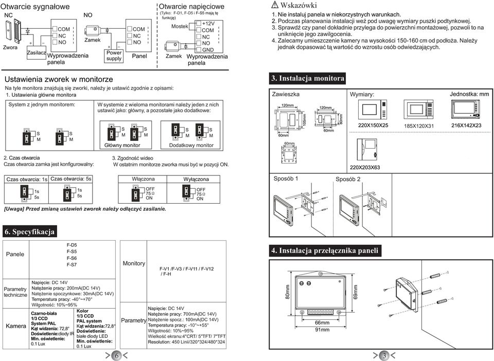 Sprawdź czy panel dokładnie przylega do powierzchni montażowej, pozwoli to na uniknięcie jego zawilgocenia.. Zalecamy umieszczenie kamery na wysokości 50-60 cm od podłoża.