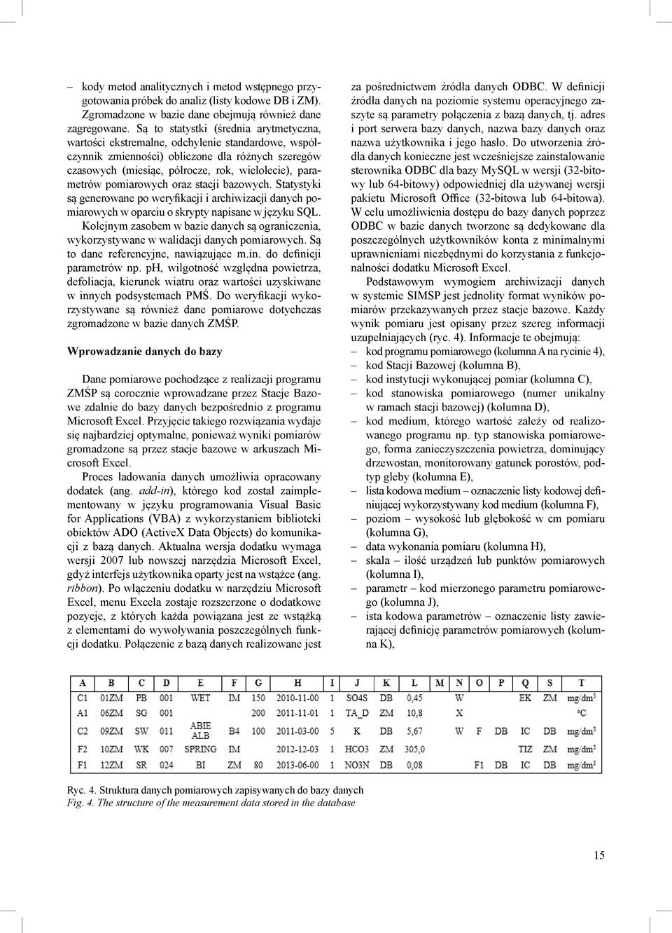 pomiarowych oraz stacji bazowych. Statystyki są generowane po weryfikacji i archiwizacji danych pomiarowych w oparciu o skrypty napisane w języku SQL.