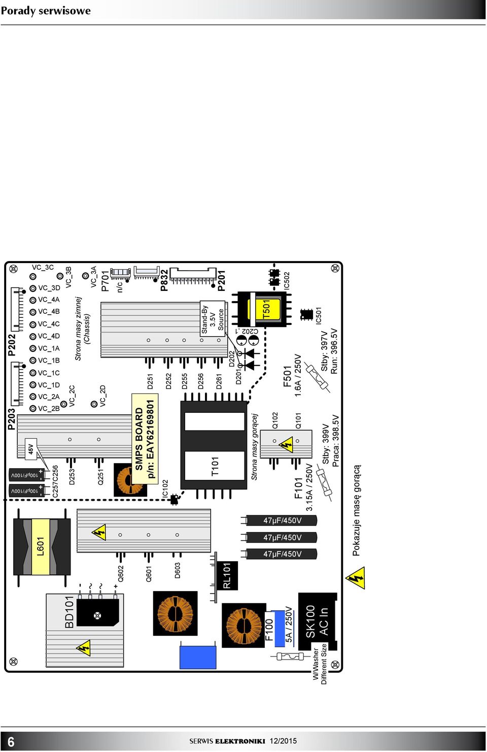 RL0 VC_D Q5 D5 T50 Q0 F50.6A / 50V Q0 F0 3.5A / 50V IC50 Q60 Q60 5A / 50V D603 SMPS BOARD p/n: EAY66980 D5 IC0 D55 Stand-By 3.