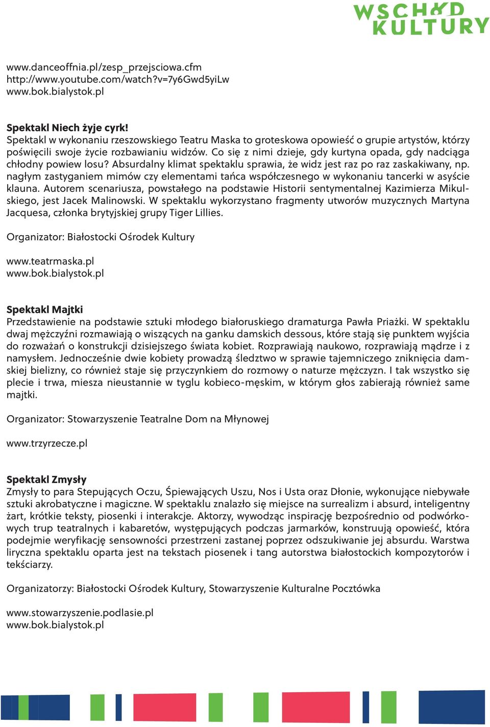 Co się z nimi dzieje, gdy kurtyna opada, gdy nadciąga chłodny powiew losu? Absurdalny klimat spektaklu sprawia, że widz jest raz po raz zaskakiwany, np.