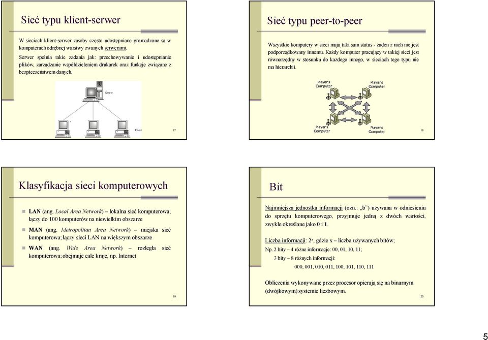 Wszystkie komputery w sieci mają taki sam status - żaden z nich nie jest podporządkowany innemu.