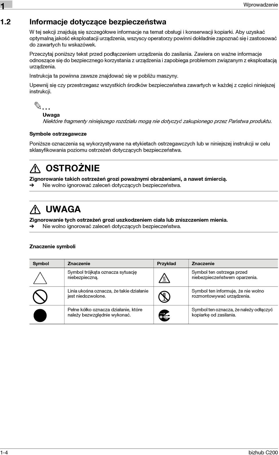 Przeczytaj poniższy tekst przed podłączeniem urządzenia do zasilania.