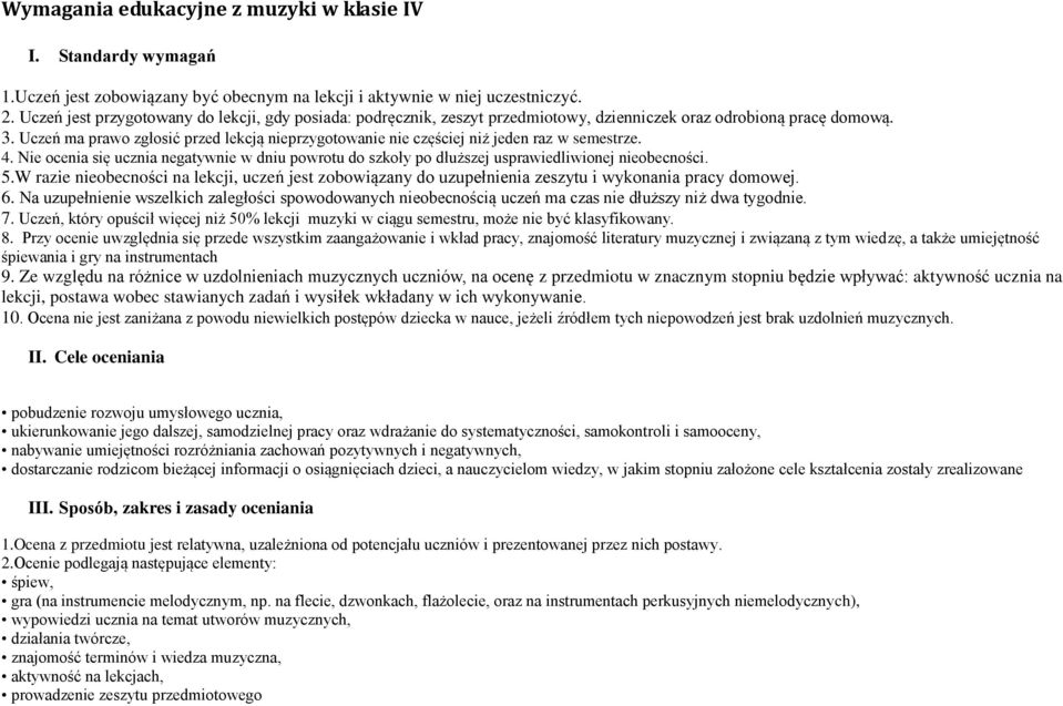 Uczeń ma prawo zgłosić przed lekcją nieprzygotowanie nie częściej niż jeden raz w semestrze. 4. Nie ocenia się ucznia negatywnie w dniu powrotu do szkoły po dłuższej usprawiedliwionej nieobecności. 5.