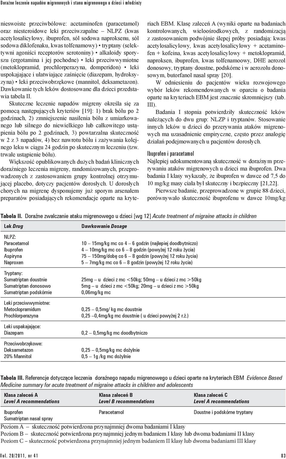 (metoklopramid, prochlorperazyna, domperidon) leki uspokajające i ułatwiające zaśnięcie (diazepam, hydroksyzyna) leki przeciwobrzękowe (mannitol, deksametazon).