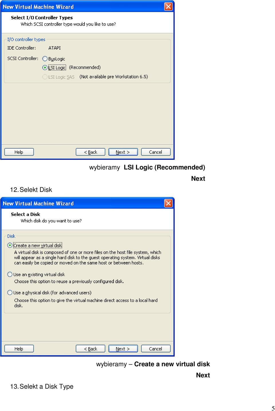 Selekt a Disk Type