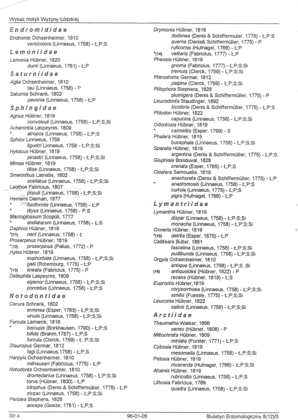 (Linnaeus, 1758) - Ł;P SphIngidae Agrius Hubner, 1819 convotvuli (Linnaeus, 1758) - Ł;P;S;Si Acherontia Laspeyres, 1809 atropos (Linnaeus, 1758) - Ł;P;S Sphirix Linnaeus, 1758 iigustń Linnaeus, 1758