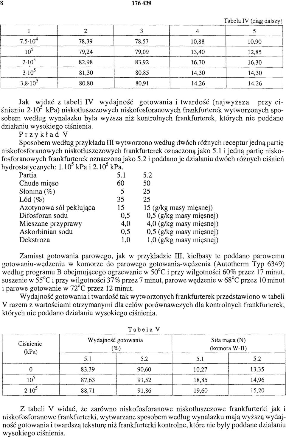 kontrolnych frankfurterek, których nie poddano działaniu wysokiego ciśnienia.