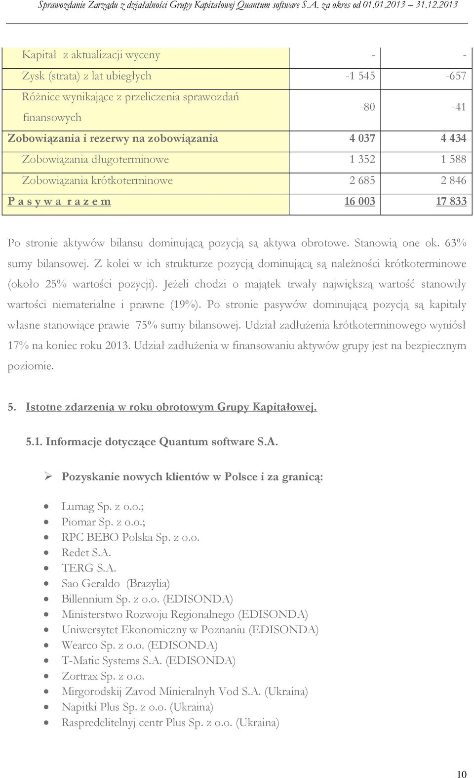 63% sumy bilansowej. Z kolei w ich strukturze pozycją dominującą są należności krótkoterminowe (około 25% wartości pozycji).