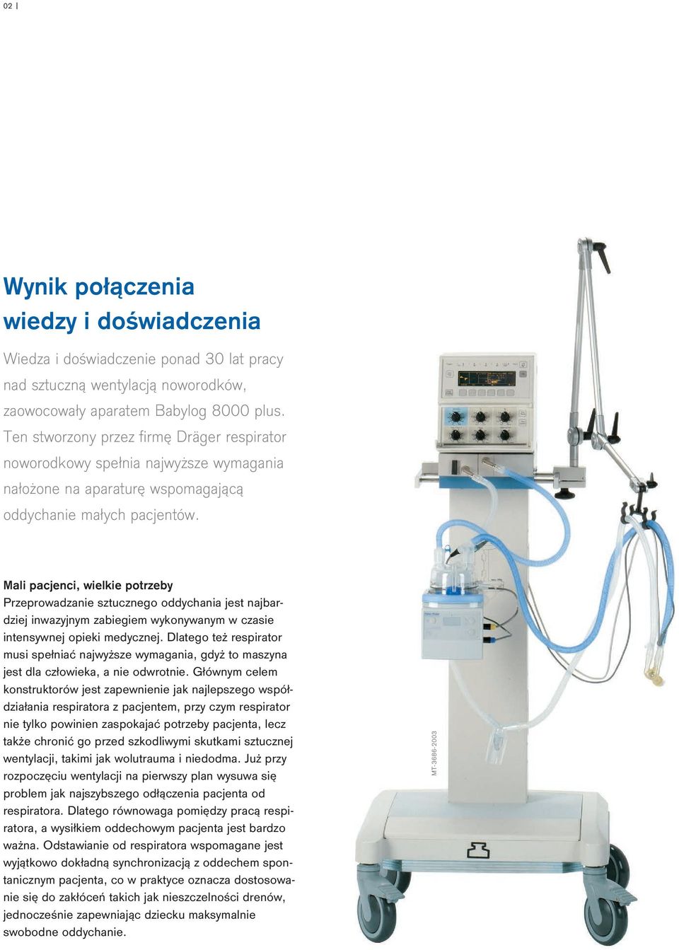 Mali pacjenci, wielkie potrzeby Przeprowadzanie sztucznego oddychania jest najbardziej inwazyjnym zabiegiem wykonywanym w czasie intensywnej opieki medycznej.