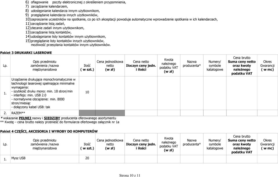 zarządzanie listą kontaktów, 14) udostępnianie listy kontaktów innym użytkownikom, 15) przeglądanie listy kontaktów innych użytkowników, możliwość przesyłania kontaktów innym użytkowników.