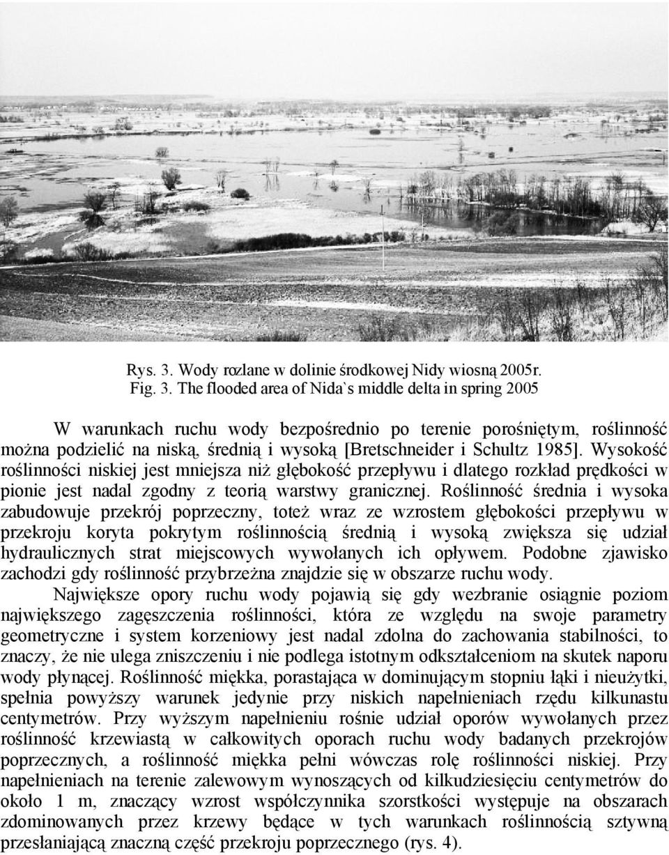 The flooded area of Nida`s middle delta in spring 2005 W warunkach ruchu wody bezpośrednio po terenie porośniętym, roślinność można podzielić na niską, średnią i wysoką [Bretschneider i Schultz 1985].