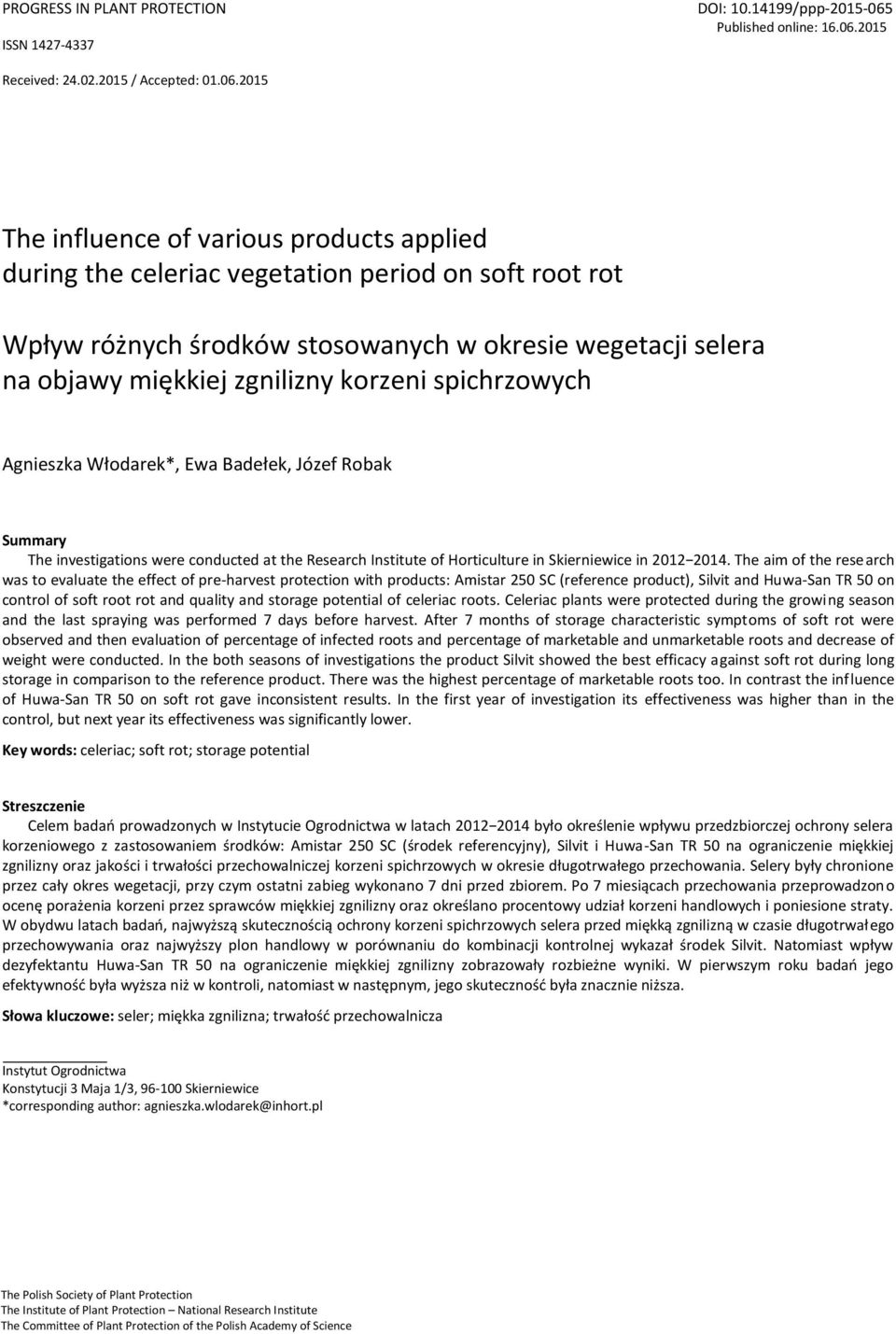 2015 ISSN 1427-4337 Received: 24.02.2015 / Accepted: 01.06.