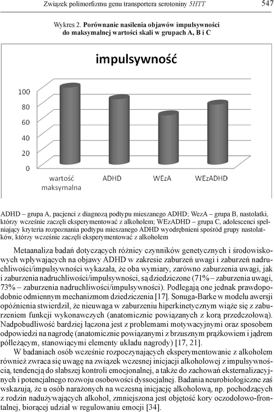 eksperymetować z alkoholem; WEzADHD grupa C, adolesceci spełiający kryteria rozpozaia podtypu mieszaego ADHD wyodrębiei spośród grupy astolatków, którzy wcześie zaczęli eksperymetować z alkoholem