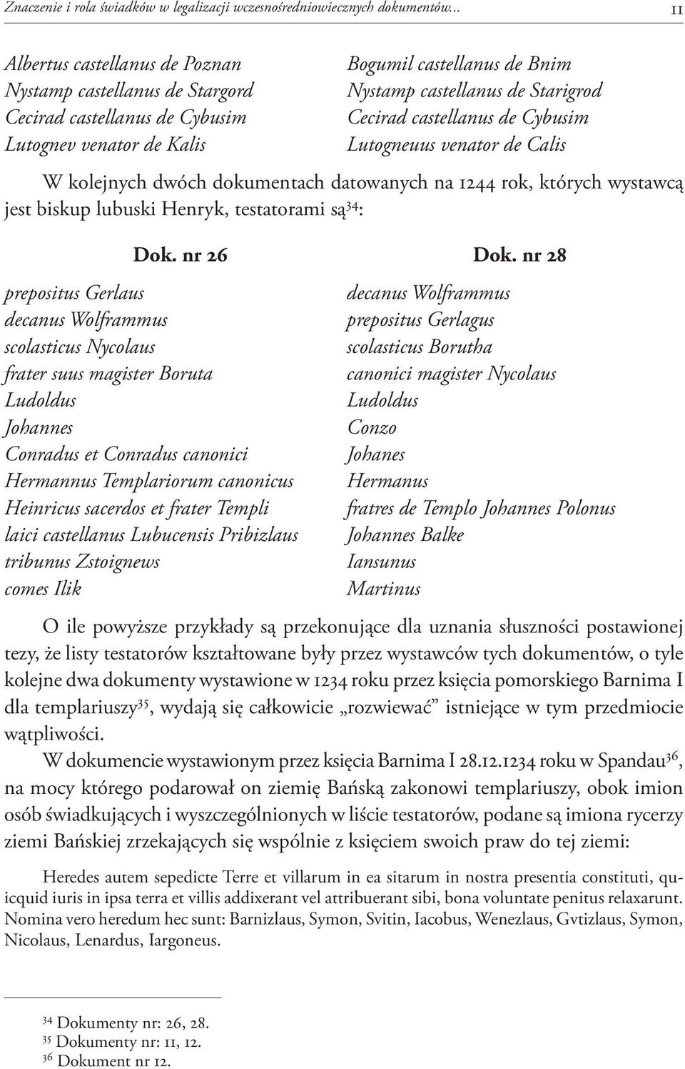 castellanus de Cybusim Lutogneuus venator de Calis W kolejnych dwóch dokumentach datowanych na 1244 rok, których wystawcą jest biskup lubuski Henryk, testatorami są 34 : Dok. nr 26 Dok.